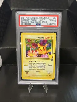 PSA 10 Pokemon TCG Birthday Pikachu #24 Celebrations 25th Anniversary PSA 10 - Image 1