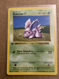 Pokemon TCG Nidoran Base Set 55/102 1st Edition Never Played Near Mint - Image 1
