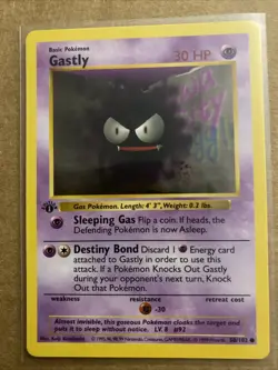 Pokemon TCG Gastly Base Set 50/102 1st Edition Never Played Near Mint - Image 1