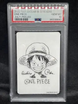 PSA10 ONE PIECE Stickers Luffy Eiichiro Oda Sign printed Auto - Image 1