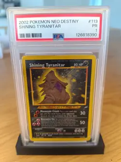 Shining Tyranitar 113 / 105 Holo Neo Destiny Pokemon Card PSA 1 POOR - Image 1