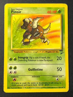 Pinsir 29/130 Rare Base Set 2 - Pokemon Card WOTC MP - Image 1