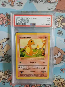 Charmander Shadowless 1999 Pokemon Card TCG Base Set 46/102 PSA 7 WOTC - Image 1