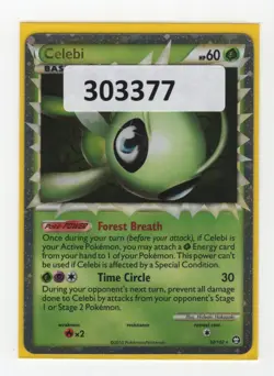 (303377) CELEBI PRIME 92/102 Ultra Rare Holo HGSS Triumphant Pokemon Card DAMAGE - Image 1