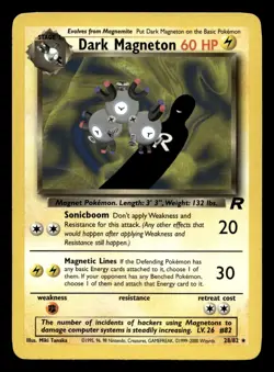 Dark Magneton 28/82 Rare Team Rocket WOTC Pokemon LP - Image 1