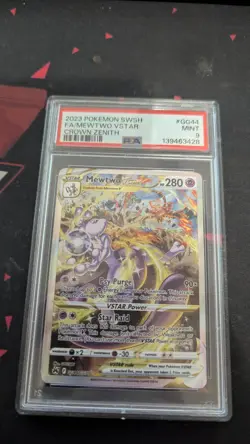PSA 9 MINT Mewtwo VSTAR Crown Zenith Full Art Holo 2023 Pokemon GG44 - Image 1