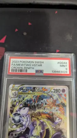 PSA 9 MINT Mewtwo VSTAR Crown Zenith Full Art Holo 2023 Pokemon GG44 - Image 2