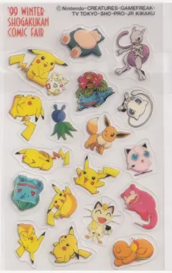 Pokemon Pikachu Mew Eevee Snorlax Togepi Charmander Comic Fair Stickers 1999 - Image 1