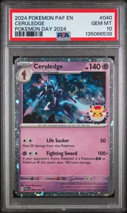 2024 Pokemon Ceruledge #040/091 Promo, Paldean Fates Pokemon Day 2024 PSA 10 - Image 1