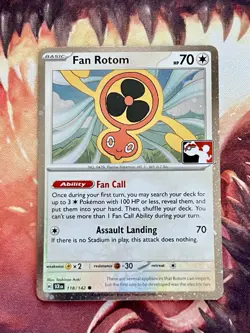 Fan Rotom 118/142 Cosmos Holo Stamped Promo Pokemon Play! Prize Pack Card NM 💨 - Image 1