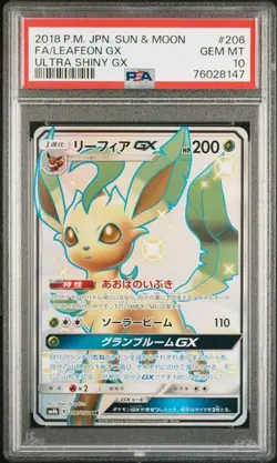 2018 POKEMON JPN SUN & MOON ULTRA SHINY GX #206 FULL ART/LEAFEON GX PSA 10 - Image 1