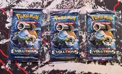 Pokemon TCG XY Evolutions Booster Packs Lot of 3 Blastoise English Sealed - Image 1