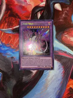 Yugioh! Greedy Venom Fusion Dragon FUEN-EN010 Secret Rare 1st Edition Light Play - Image 1