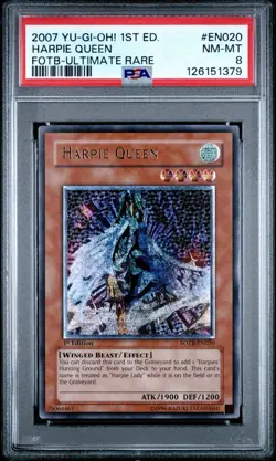Yu-Gi-Oh! Harpie Queen FOTB-EN020 1st Edition Ultimate Rare Euro PSA - Image 1