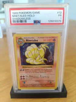 Ninetales NO DAMAGE ERROR Shadowless Pokemon Card 12 / 102 PSA 1 Poor - Image 1