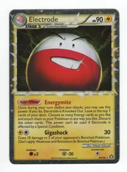 (303378) ELECTRODE PRIME 93/102 Ultra Rare HGSS Triumphant Pokemon Card DAMAGE - Image 2