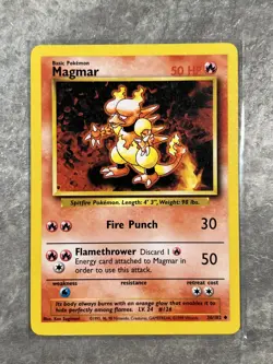 Magmar 036/102 Pokemon TCG Base Set Vintage WOTC Card Regular (Moderate Play) 2 - Image 1