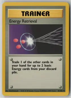 Energy Retrieval 81/102 Pokemon Base Set Uncommon Moderately Played Card (MP) - Image 1