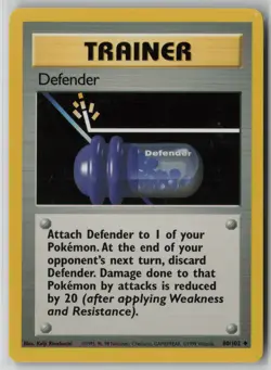 Defender 80/102 Pokemon Base Set Uncommon Moderately Played Card (MP) - Image 1