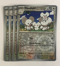 Pokemon TCG Scarlet & Violet 4x Playset Reverse Holographic Maushold 161/198 NM - Image 1