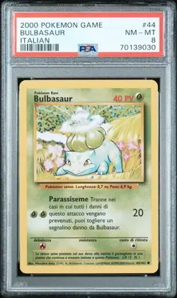 2000 Pokemon Italian Base Set Bulbasaur 44/102 PSA 8 NM-MT! LOW POP! - Image 1