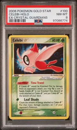 2006 POKEMON EX CRYSTAL GUARDIANS GOLD STAR #100 CELEBI-HOLO PSA 8 - Image 1
