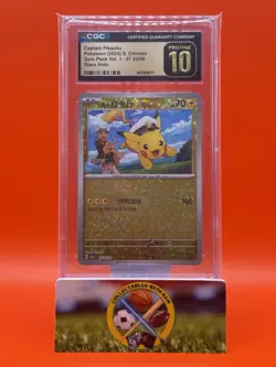 Captain Pikachu #703 Pokemon Chinese Gem Pack Vol 1 Stars Holo PRISTINE 10 - Image 1