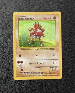 Pokemon Hitmonchan Holo Base Set Shadowless #7/102 Vintage 1999 NM+ - Image 2