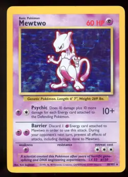 Mewtwo Base Set 10/102 Holo Unlimited Holo Rare Pokemon Card WOTC M2 - Image 1