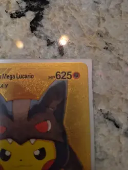 Pokemon Pikachu Mega Lucario Cosplay 625HP Gold Foil Fan Art Card #009 - Image 2