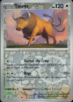 Pokemon Card Tauros Scarlet & Violet 151 Reverse Holo 128/165 Near Mint - Image 1