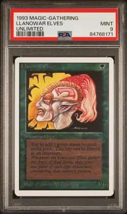 Llanowar Elves - Unlimited - MINT - PSA 9. POP 21. More MTG in store. - Image 1