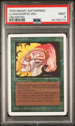 Llanowar Elves - Unlimited - MINT - PSA 9. POP 21. More MTG in store. - Image 1