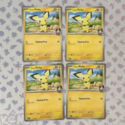 4x Ethan's Pichu 71/182 x4 Destined Rivals Pokemon TCG Playset NM - Image 1