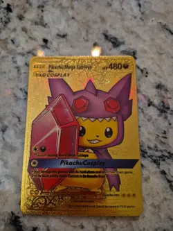 Pikachu Mega Sableye Tag Cosplay Gold Foil Fan Art Vinyl Collector Pokemon - Image 1