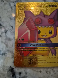 Pikachu Mega Sableye Tag Cosplay Gold Foil Fan Art Vinyl Collector Pokemon - Image 2