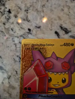 Pikachu Mega Sableye Tag Cosplay Gold Foil Fan Art Vinyl Collector Pokemon - Image 5