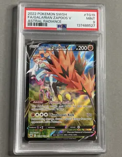 Pokemon PSA 9 Mint Galarian Zapdos V TG19/TG30 Astral Radiance - Image 1