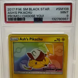 2017 POKEMON SM BLACK STAR PROMO I CHOOSE YOU! #SM108 ASH'S PIKACHU - PSA 9 MINT - Image 2