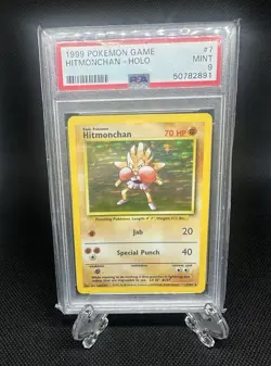 Pokemon TCG Hitmonchan Holo unlimited Base Set 7/102 PSA 9 Mint - Image 1