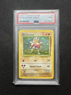 Pokemon TCG Hitmonchan Holo unlimited Base Set 7/102 PSA 9 Mint - Image 2