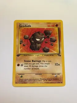 1st Edition Geodude 47/62 Fossil Common Pokemon TCG Vintage WotC 1999 NM/M - Image 1