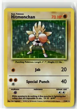 Hitmonchan ⭐ 7/102 Holo Rare Base Set 2000 Pokemon Unlimited NM/LP - Image 1