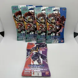 Digimon Card Game LOT OF 5 Release Special Booster Pack Version 1.5 NIB Sealed - Image 1
