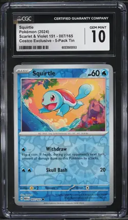 CGC 10 Squirtle 007/165 151 Costco Exclusive Reverse Cosmos Holo Pokemon Card - Image 1