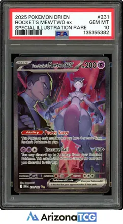Pokemon 2025 Team Rocket's Mewtwo ex 231/182 SIR Destined Rivals GEM MINT PSA 10 - Image 1