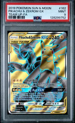 2019 Pokemon Sun & Moon Team Up Pikachu & Zekrom GX Team Up-Fa PSA 9 #162 - Image 1