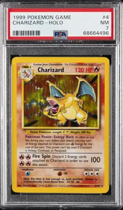 1999 POKEMON BASE SET UNLIMITED #4 CHARIZARD-HOLO PSA 7 - Image 1