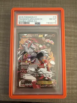 2015 POKEMON XY DOUBLE CRISIS #15 FULL ART/TEAM MAGMA'S GROUDON EX PSA 8 - Image 1
