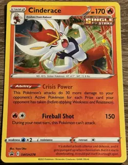 Cinderace Holo Black Star Promo SWSH278 Pokemon TCG 2023 Sword & Shield LP (L) - Image 1